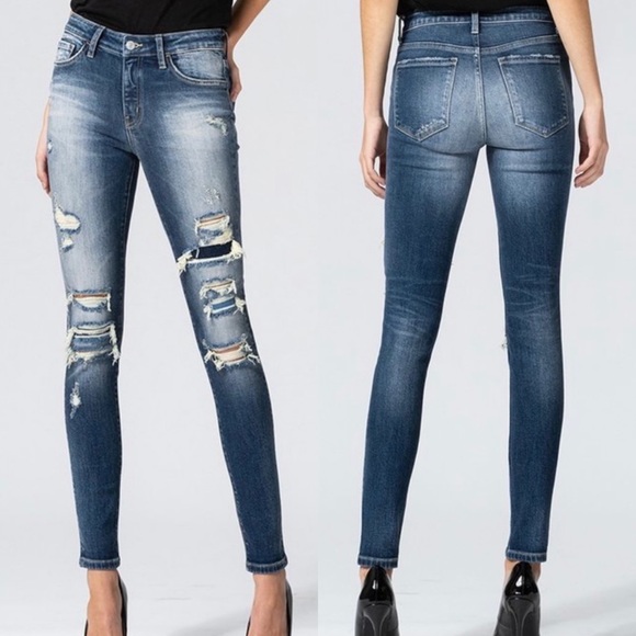 Felicia Distressed Dark Wash Jeans - Picture 3 of 8